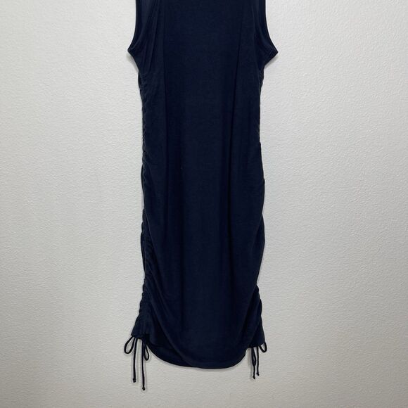 Anthropologie Daily Practice Midi Dress Large Tank Blue Strappy Sleeveless Ruche - Picture 11 of 12